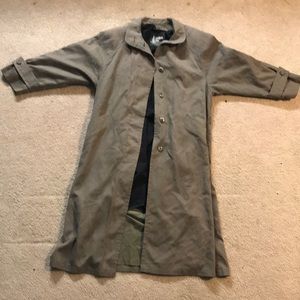 London Fog Mens LONG Medium Olive Green Trench